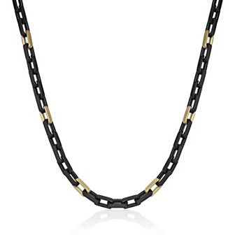 LYNX Men's Two Tone Stainless Steel Curb Chain Necklace