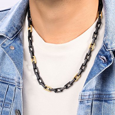 LYNX Men's Two Tone Stainless Steel Curb Chain Necklace