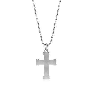 Men's LYNX Stainless Steel Bubinga Wood Cross Pendant Necklace