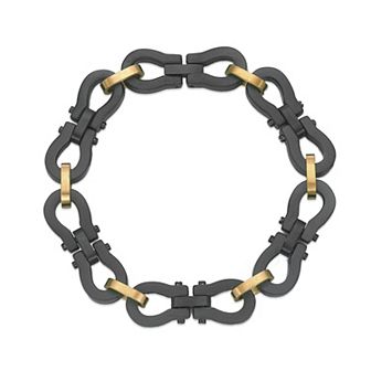 Men's LYNX Two Tone Stainless Steel Omega Link Chain Bracelet