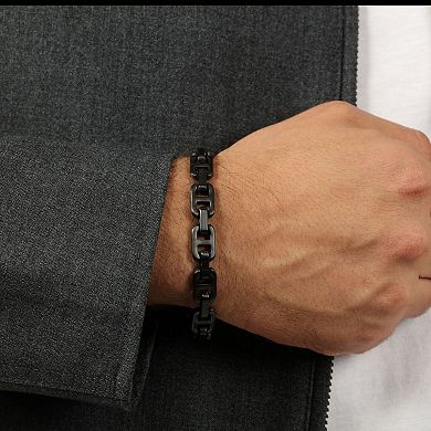 Men's LYNX Black Stainless Steel Mariner Chain Bracelet