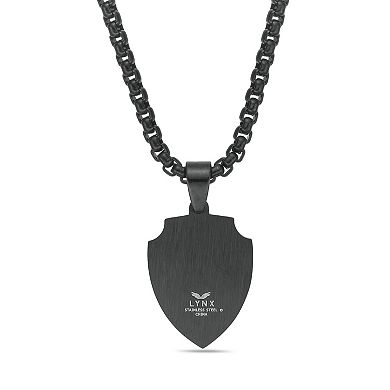 Men's LYNX Stainless Steel Shield Pendant Necklace