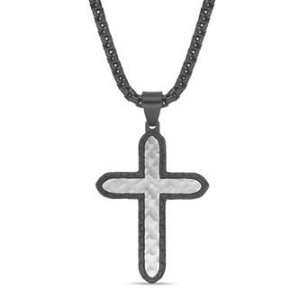 Men's LYNX Two Tone Stainless Steel Cross Pendant Necklace
