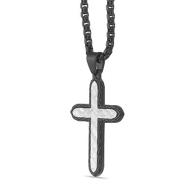 Men's LYNX Two Tone Stainless Steel Cross Pendant Necklace