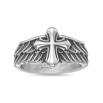 Men's LYNX Stainless Steel Winged Cross Ring