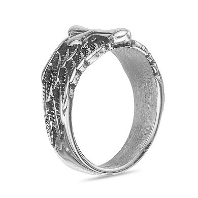 Men's LYNX Stainless Steel Winged Cross Ring