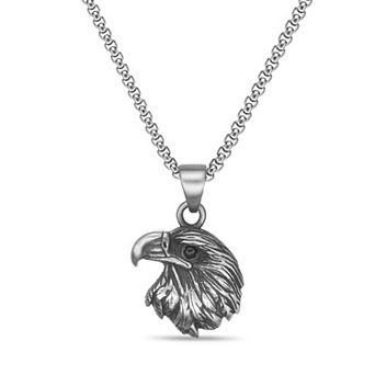 LYNX Men's Stainless Steel Eagle Head Pendant Necklace