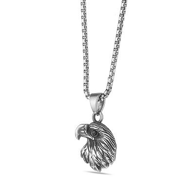 LYNX Men's Stainless Steel Eagle Head Pendant Necklace