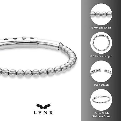 LYNX Men's Stainless Steel Adjustable Bead Chain Bracelet