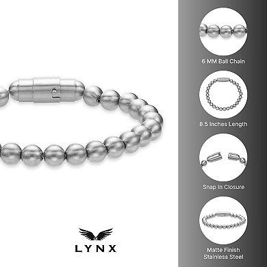 Men's LYNX Stainless Steel Bead Chain Bracelet