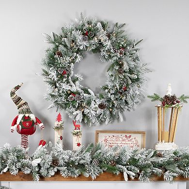 Northlight 30-in. Pre-Lit Flocked Rosemary Artificial Christmas Wreath