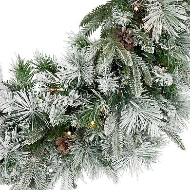 Northlight 30-in. Pre-Lit Flocked Rosemary Artificial Christmas Wreath
