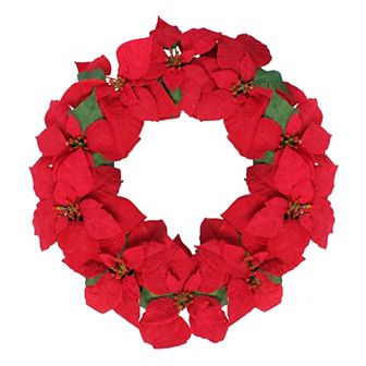 Northlight 24-inch Artificial Poinsettia Flower Christmas Wreath