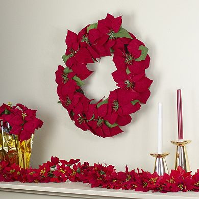 Northlight 24-inch Artificial Poinsettia Flower Christmas Wreath