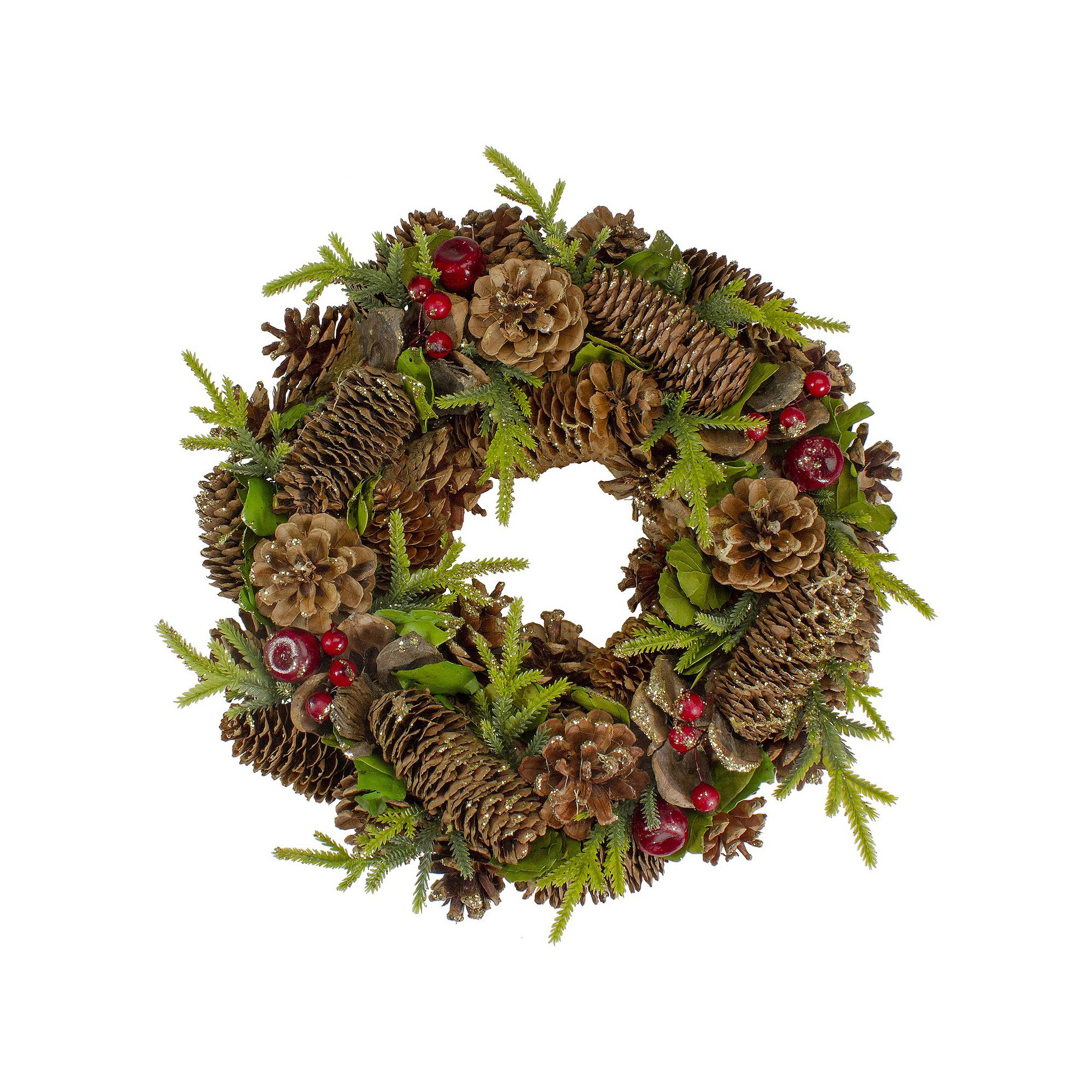 Northlight 13 inch Real Touch™ Glittered Pine & Pinecone Artificial Chris SKU:333266 sku 333266