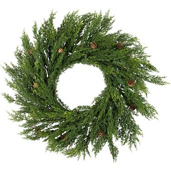 Northlight 24-inch Real Touch™ Cedar Artificial Christmas Wreath with Pinecones
