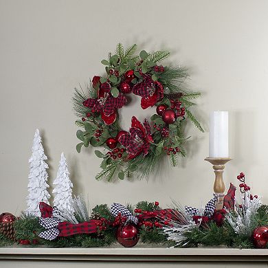 Northlight 22-Inch Magnolia & Red Berries Artificial Christmas Wreath