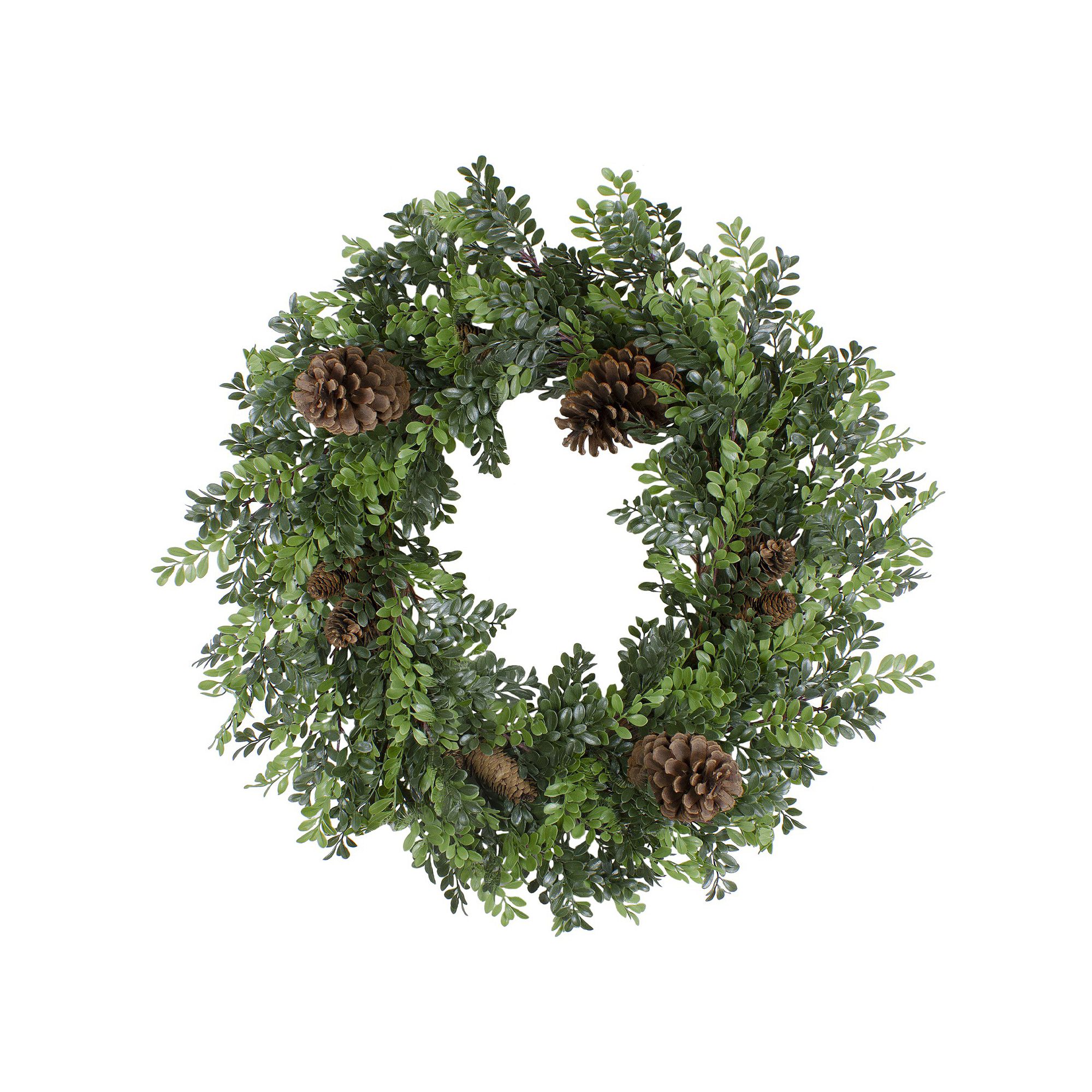 Northlight 27 Inch Boxwood & Pine Cone Artificial Christmas Wreath, Green