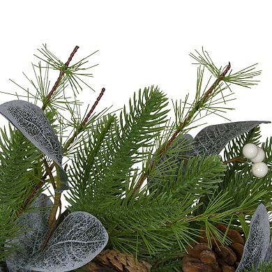 Northlight 24-inch Real Touch™ Mixed Pine Artificial Wreath with White Berries & Pinecones