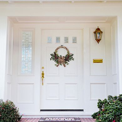 Northlight 24-inch Winter Foliage & Berries Artificial Burlap Christmas Wreath