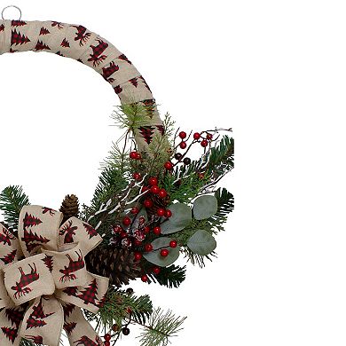 Northlight 24-inch Winter Foliage & Berries Artificial Burlap Christmas Wreath