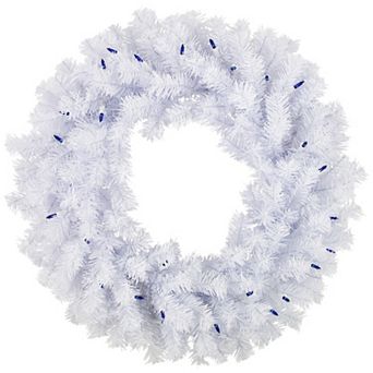 Northlight 24-Inch Pre-Lit Blue Lights Artificial Christmas Wreath