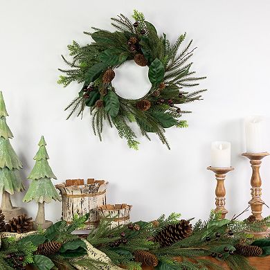 Northlight 20-Inch Unlit Mixed Foliage with Berries Artificial Christmas Wreath