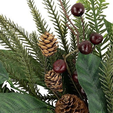 Northlight 20-Inch Unlit Mixed Foliage with Berries Artificial Christmas Wreath