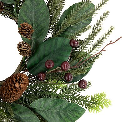 Northlight 20-Inch Unlit Mixed Foliage with Berries Artificial Christmas Wreath