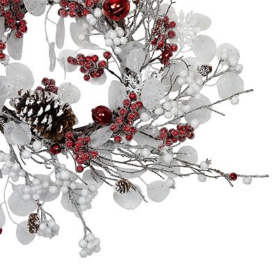 Northlight 24-Inch Unlit Berries & Snowflakes Artificial Christmas Wreath