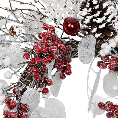 Northlight 24-Inch Unlit Berries & Snowflakes Artificial Christmas Wreath