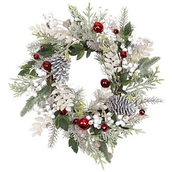 Northlight 24-Inch Unlit Frosted Pinecones & Berries Artificial Christmas Wreath