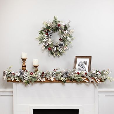 Northlight 24-Inch Unlit Frosted Pinecones & Berries Artificial Christmas Wreath