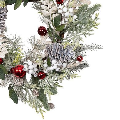 Northlight 24-Inch Unlit Frosted Pinecones & Berries Artificial Christmas Wreath