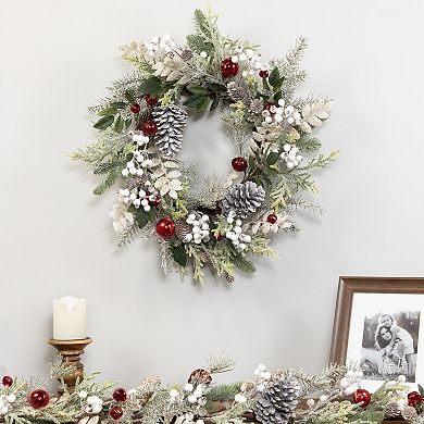 Northlight 24-Inch Unlit Frosted Pinecones & Berries Artificial Christmas Wreath