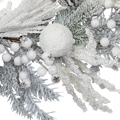 Northlight 26-Inch Unlit Flocked Berries & Pinecones Artificial Pine Christmas Wreath