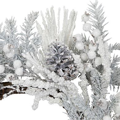 Northlight 26-Inch Unlit Flocked Berries & Pinecones Artificial Pine Christmas Wreath