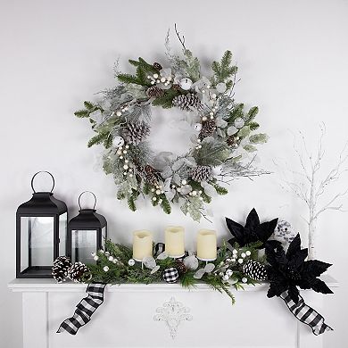 Northlight 28-Inch Artificial Mixed Foliage Christmas Wreath with Pine Cones
