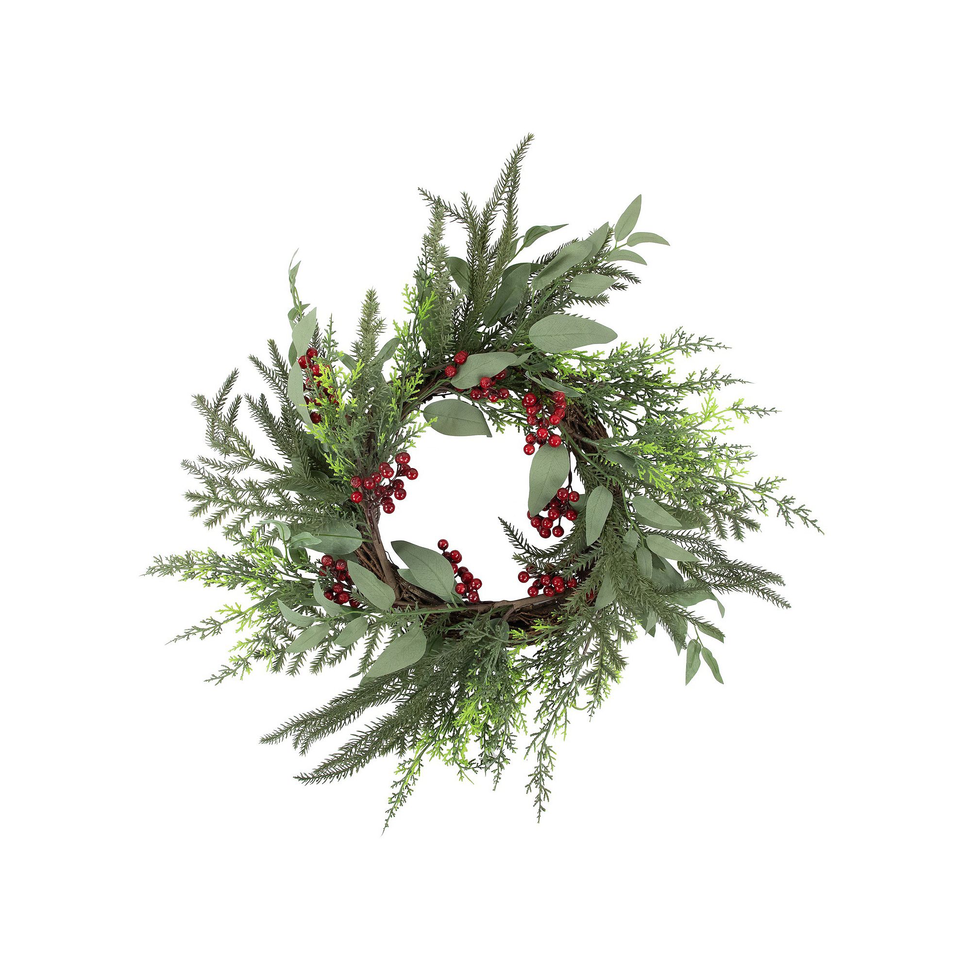 Northlight 24-Inch Unlit Mixed Foliage & Red Berries Artificial Christmas W
