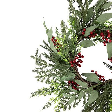 Northlight 24-Inch Unlit Mixed Foliage & Red Berries Artificial Christmas Wreath