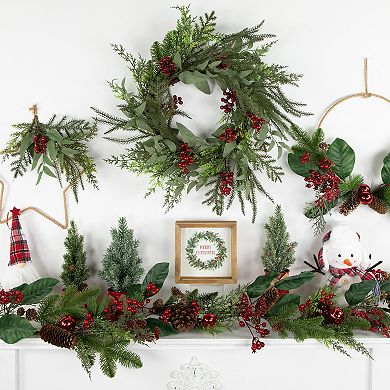 Northlight 24-Inch Unlit Mixed Foliage & Red Berries Artificial Christmas Wreath
