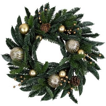Northlight 22-Inch Real Touch Pre-Decorated Pine Artificial Christmas Wreath with Pine Cones