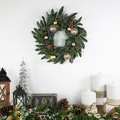 Northlight 22-Inch Real Touch Pre-Decorated Pine Artificial Christmas Wreath with Pine Cones