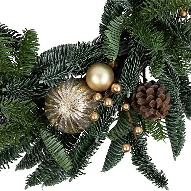 Northlight 22-Inch Real Touch Pre-Decorated Pine Artificial Christmas Wreath with Pine Cones