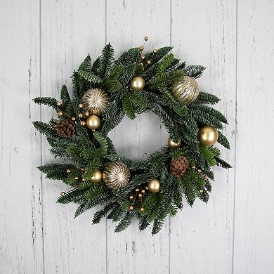 Northlight 22-Inch Real Touch Pre-Decorated Pine Artificial Christmas Wreath with Pine Cones
