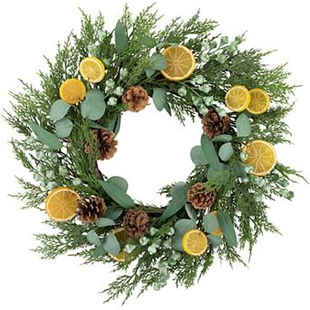 Northlight Real Touch™️22-Inch Artificial Cypress Lemon & Eucalyptus Christmas Wreath