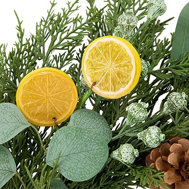 Northlight Real Touch™️22-Inch Artificial Cypress Lemon & Eucalyptus Christmas Wreath