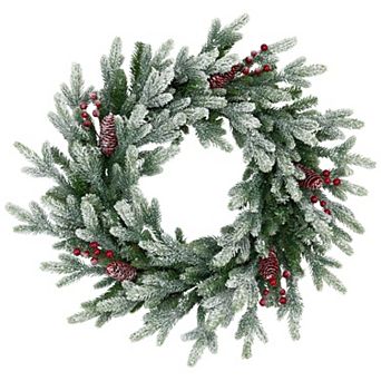 Northlight 24-Inch Real Touch️ Flocked Snowcap Grove Fir Artificial Christmas Wreath