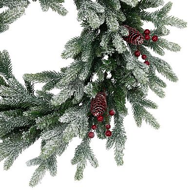 Northlight 24-Inch Real Touch️ Flocked Snowcap Grove Fir Artificial Christmas Wreath