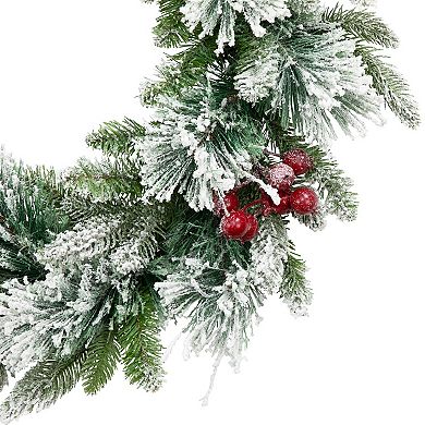 Northlight 24-Inch Unlit Flocked Calloway Fir with Berries Artificial Christmas Wreath